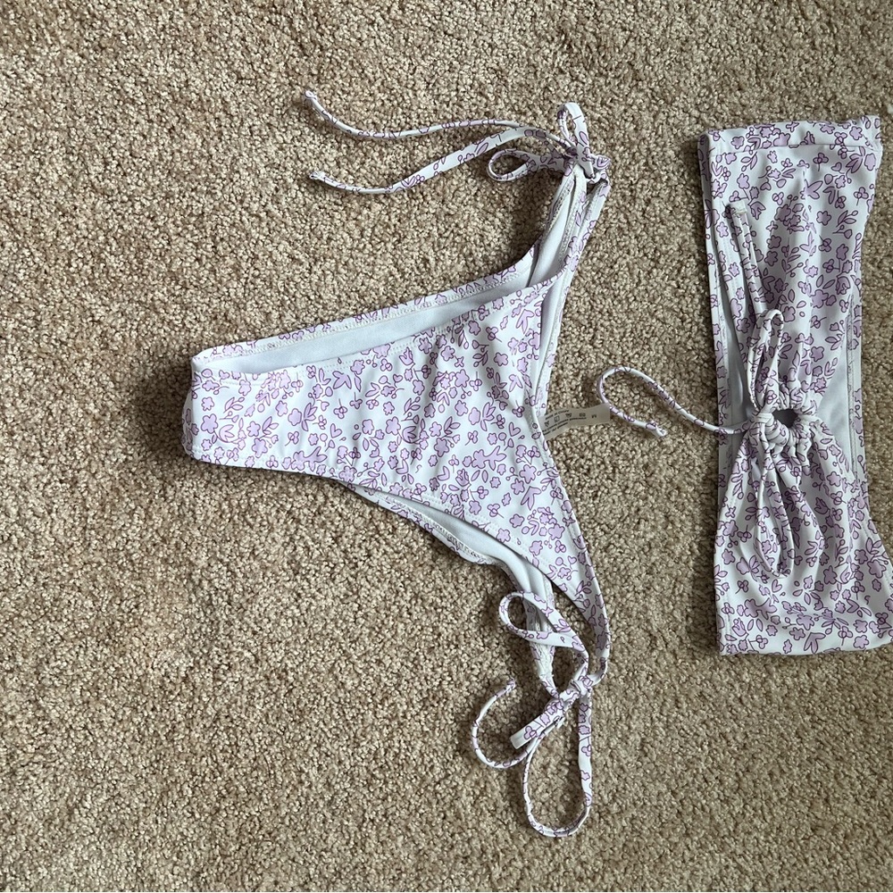 Floral Print Bikini Set - Purple